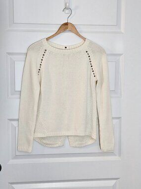 Kaisely Summer Sweater Girl's Size XXL/16 Buttoned Back Studded Cream